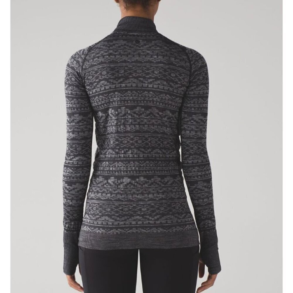 Lululemon Rest Less 1/4 Zip Heathered Black Size 4 Running Athleisure Warm - Picture 2 of 9